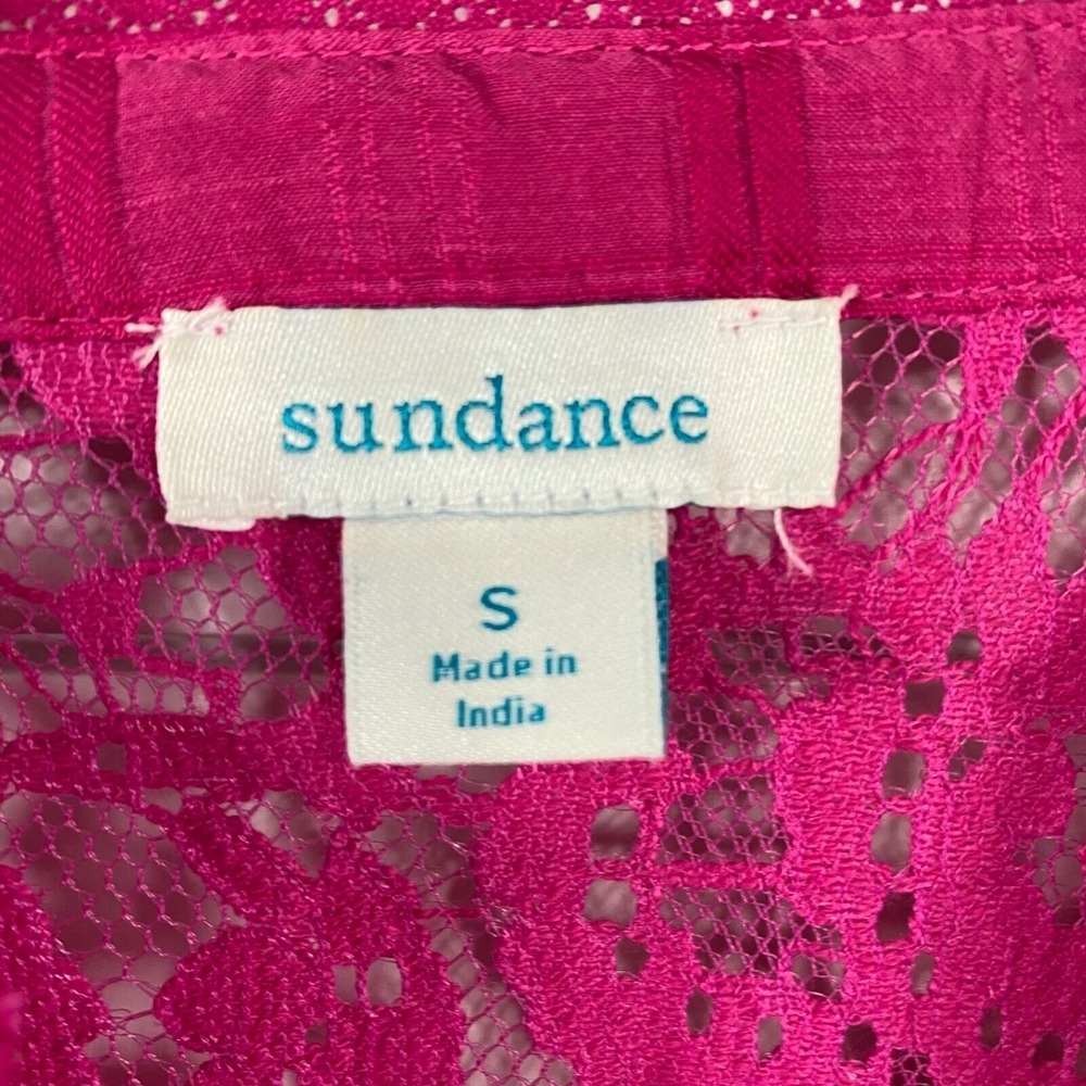Sundance Womens Garbo Lace Top S w/Tank Pink Romantic Eyelet Patchwork Bohemian